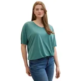 TOM TAILOR PLUS Gr. 50, grün (sea pine green) Damen Shirts V-Shirts mit V-Ausschnitt und Bindeband