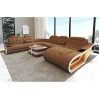Sofa Dreams Wohnlandschaft Polster Stoff Sofa Couch Elegante A XXL Form Stoffsofa, wahlweise mit Bettfunktion braun|weiß