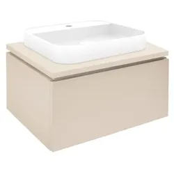 Badezimmerschrank mit Waschbecken und Abdeckplatte 60x30x46 cm beige Schachmatt SATFEEL60BEDU