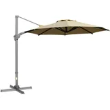 Outsunny Sonnenschirm Ø298 cm Kurbelschirm Ampelschirm Winkel verstellbar Khaki