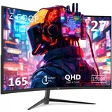 Z-Edge 27 Zoll QHD Curved Gaming Monitor 165Hz(DP) 144Hz(HDMI) 1ms 2K 2560x1440 16:9 LED Bildschirm, Rahmenlos, FreeSync, VESA Kompatibel - Schwarz