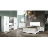 Xlmoebel Schlafzimmer-Set 6-teiliges Schlafzimmermöbel-Ensemble mit Bett, Nachttisch, (Bett + 2x Nachttisch + Kleiderschrank + Kommode + Spiegel), Hergestellt in Europa weiß