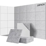 Sonuvia 18 Stück Quadratische Akustikplatten selbstklebend, Schallschutz & Schalldämmung für Wände & Türen – 230kg/m3, NRC 0.95, 100% Polyester, Ideal für Schallschutz Wand, Silbergrau