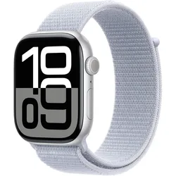 Apple Watch Series 10 Aluminiumgehäuse (GPS + Cellular) 46mm Silber (Sport Loop blaue Wolke)