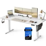 Songmics Höhenverstellbarer Schreibtisch 180 x 80 cm Wolkenweiß