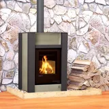 HS FLAMINGO Kaminofen AQUAFLAM VARIO LEND 11/7 kW - oliv - elektronische Steuerung - Grün