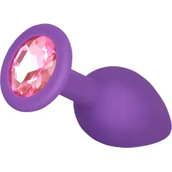 Silikon-Analdildo mit Kristall, S, 7 cm, lila | rosa