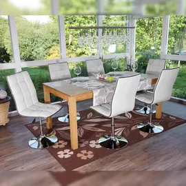Mendler 6er-Set Esszimmerstuhl HWC-C41, Stuhl Küchenstuhl, höhenverstellbar drehbar, Kunstleder FSC®-zertifiziert ~ weiß