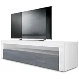 Vladon Valencia Lowboard 155 x 46 x 40 cm Weiß matt/Avola-Anthrazit/Weiß Hochglanz MDF/Spanplatte