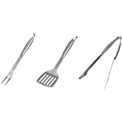 Patton 3er Grillbesteck-Set mit Solid Grillzange, Grillwender und Fleischgabel, Länge 43cm, Edelstahl