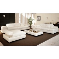 JVmoebel Sofa Ledersofa 3+2+1 Sitzer Garnitur Designersofa Ecksofa Polstercouch Sofa Textil weiß