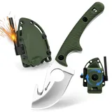 SPITZKANTE EDC Neck Knife HO-YN, 42a konform Feststehendes Messer Klein mit 360 Grad Verstellbarem Clip, 6, 2cm Klingenlänge, Integrierte Pfeife, Feuerstahl