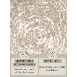 HANSE HOME Cavallo Kurzflor Teppich Rund – Moderner Wohnzimmerteppich, Weicher Kurzflor und Abstraktes Design für Wohnzimmer, Schlafzimmer, Esszimmer, Flur – Beige Creme, Ø160cm