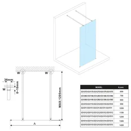 Polysan s.r.o. ESCA Duschwand 90 x 210 cm Klarglas 867x2100mm