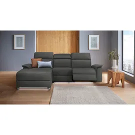 Places of Style Ecksofa »Pareli, L-Form, 259cm,m. Recamiere, Echtleder, Kunstleder, Webstoff«, man. o. elektr. Relaxfunktion, USB/Kopfteilverstellg u. LED schwarz