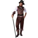 dressforfun Kostüm Herrenkostüm Steampunk Abenteurer, Lange, gestreifte Satinhose braun XL | XL