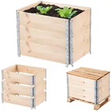 Kadax Palettenerweiterung aus Holz, 60x80 cm) Bettpaket Palettencontainer 3 Stück - Kadax