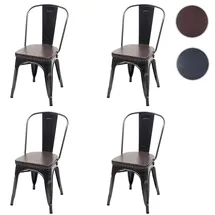 Mendler Esszimmerstuhl HWC-H10e Kunstleder schwarz-braun 4er Set