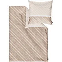 Bugatti Bettgarnitur Gestreift Beige 155 x 220 cm + 80 x 80 cm