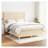vidaXL Boxspringbett mit Matratze Creme 140x200 cm Stoff