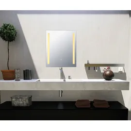 GLOBO LIGHTING LED Spiegelleuchte Rivas silberfarben, Leuchten, Spiegel/Touch Ein/Aus/IP44/Touchdimmer/BxH: 500x610mm