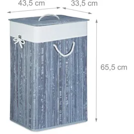 Relaxdays Wäschekorb Bambus, mit Deckel, rechteckig, XL, 83 L, faltbarer Wäschesammler, HBT: 65,5 x 43,5 x 33,5 cm, grau