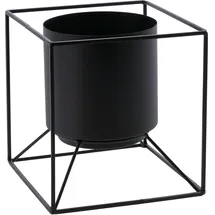 Spetebo - Blumentopf Ständer mit Topf 19cm - schwarz - Blumen Pflanzen Deko Ständer Halter