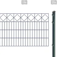 Arvotec Doppelstabmattenzaun "EXCLUSIVE 80 zum Einbetonieren "Karo" mit Zierleiste" Zaunelemente Zaunhöhe 80 cm, Zaunlänge 2 - 60 m Gr. H/L: 80cm x 38 m, Pfosten: 20 St., grau (anthrazit)