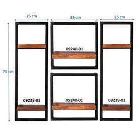 SIT Möbel Wandregal Set 95 x 25 x 75 cm Antikschwarz
