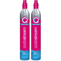 SodaStream - 2 x CO2-Zylinder für Sprudelwasserbereiter | Quick Connect Gassystem | Macht 60 Liter kohlensäurehaltige Getränke | Kompatibel mit Terra, Duo und Art | Plastikmüll reduzieren | Rosa