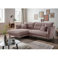 INOSIGN Ecksofa INOSIGN "Lazio modernes Design, bequem, schmale Armlehnen, OTTOs Choice", rosa (rosa, zierkissen rosa), B:255cm H:94cm T:180cm, 100% Polyester, Sofas, zwei verschiedene Fußfarben wählbar