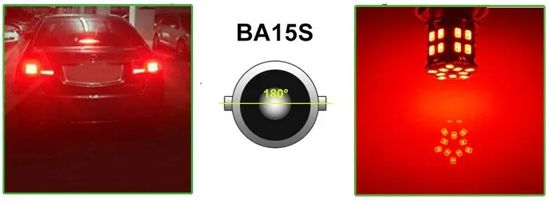 LED-Lampen, 30 SMD, BA15S 1156 (P21W), gegenüberliegende Pins (180°), 12V, rotes Licht