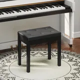 Homcom Klavierbank Klavierhocker mit Stauraum, Holzbeine, Kunstleder, Schwarz