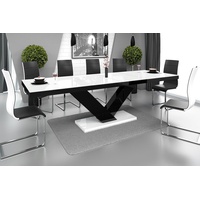 designimpex Esstisch Design Tisch HE-999 Weiß / Schwarz Hochglanz ausziehbar 160 bis 256 cm schwarz|weiß