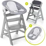 hauck Alpha+ grey inkl. Alpha Bouncer 2 in 1 stretch grey und Sitzauflage melange charcoal