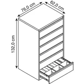 Gürkan Karteischrank 76 x 132 x 62 cm grau