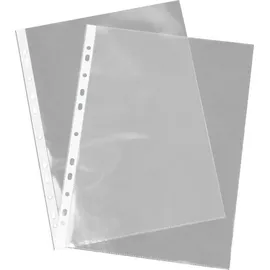 Kranholdt Prospekthülle A4 / 100 Stück/nachhaltig aus Post-Consumer-Recycling PP glatt glasklar, mit Abheftrand, Schmalseite oben offen (100, A4-60my)