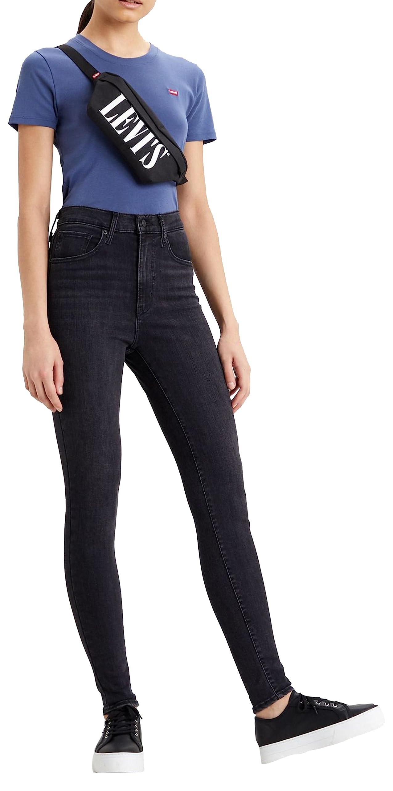 Levi's Damen Mile High Super Skinny Jeans, Black Ground, 25W / 32L