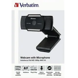 Verbatim Webcam mit Mikrofon, externe Kamera für Computer oder Laptop mit Full HD 1080p Autofokus, für Video-Calls im Homeoffice oder als Streaming Cam
