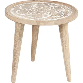 Beliani Beistelltisch 2er Set SAKITA Mango Holz Braun / Weiß