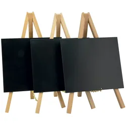 Securit® Mini-Tafelstaffelei, Kreidetafel - Holz mit lackiertem Buchenfinish - 3er Set