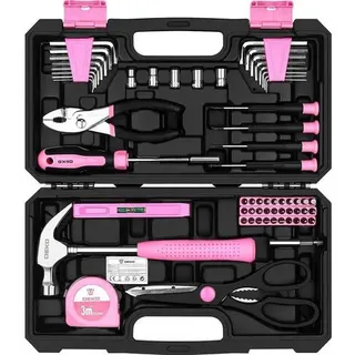 Werkzeugkoffer Werkzeugset Rosa Frauen Handwerkzeug DIY 62-tlg