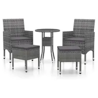 vidaXL 5-tlg Garten-Lounge-Set Poly Rattan Grau