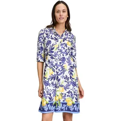 Hemdblusenkleid VERA MONT "Vera Mont Hemdblusenkleid mit Taschen", Damen, Gr. 42, Normalgrößen, blau (nature, blau), Obermaterial: 97% Baumwolle, 3% Elasthan., sportlich, gerade kurz, Halbarm, Kleider, Druck
