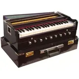 BINA Nr. 17 Deluxe-Harmonium, Edition 2024, 3 1/2 Oktaven, kariert und neu gestimmt von Aakrati Musicals, faltbar, spezielles Reeda, 9 Blendenstufen, Palisanderfarbe, indisches Keyboard