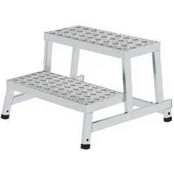 PROREGAL Arbeitspodest modular | Grundmodul | Aluminium-Warzenblech | Rutschfeste Kunststoffschuhe