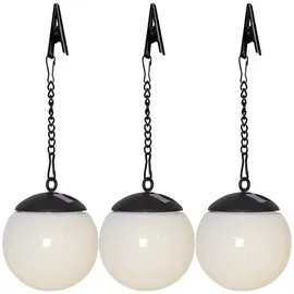 Star Trading Solarleuchte Kunststoff/Metall Dämmerungssensor 3er Set Schwarz/Weiß
