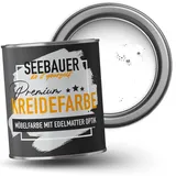 SEEBAUER diy Kreidefarbe für Möbel Weiß 375ml für Innen (No. 000 Weiß) Möbelfarbe ohne Schleifen - Holzfarbe extra matt - Holzlack, Möbellack hohe Deckkraft