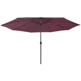 vidaXL Sonnenschirm mit LED-Beleuchtung Ø 400 cm Bordeauxrot