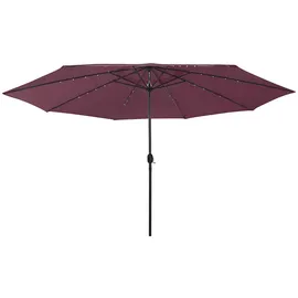 vidaXL Sonnenschirm mit LED-Beleuchtung Ø 400 cm Bordeauxrot